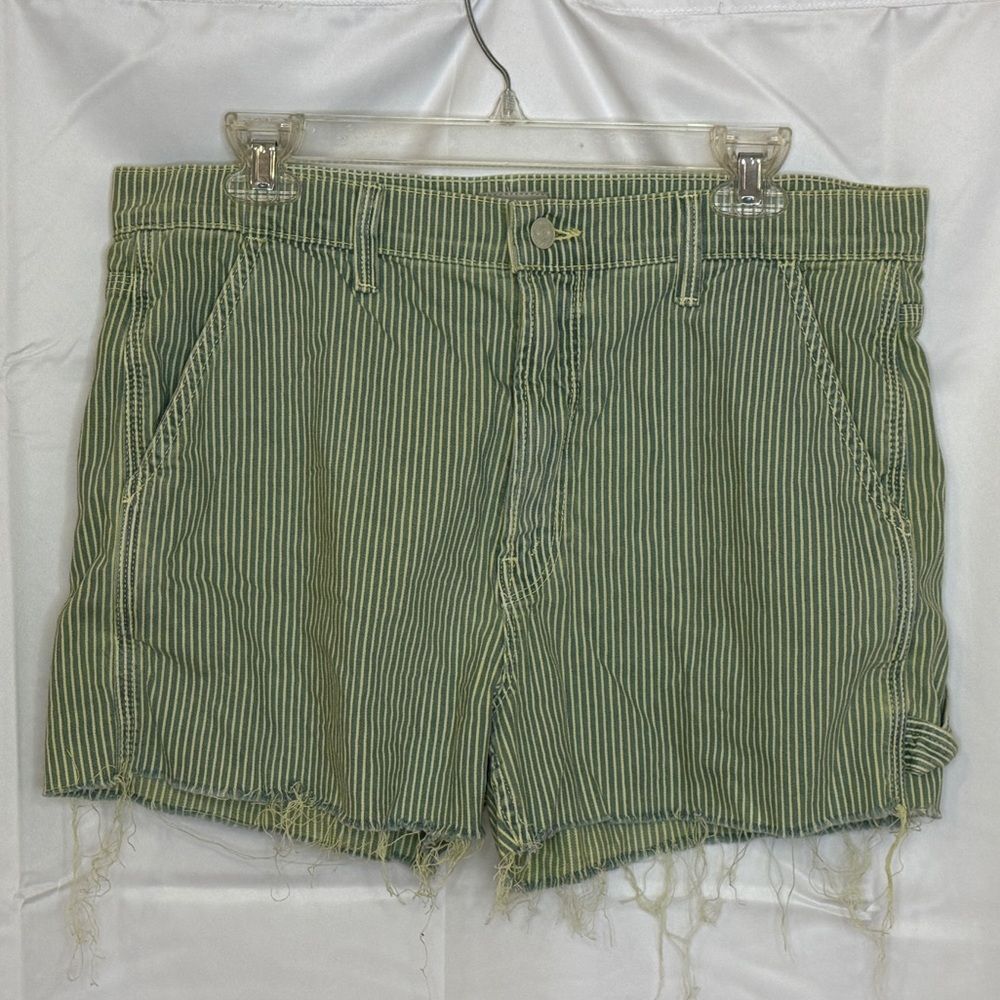 Mother High Waisted Utility Short Fray Size 32 Rainbow Choo Choo Lemon Drop